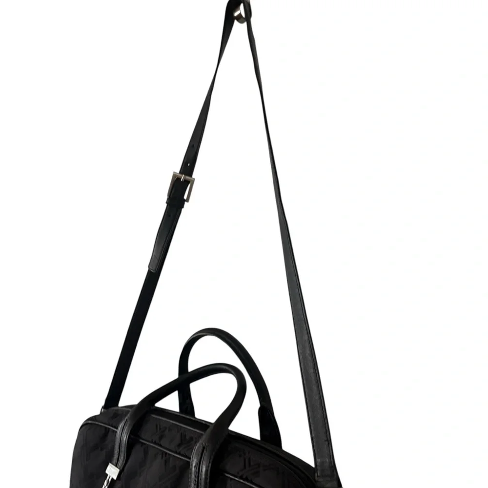 Tumi Black Briefcase with Leather Trim and Silver Hardware